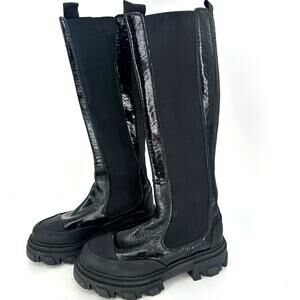 GANNI Patent-leather Knee High Chelsea boots